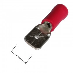 Faston 6,3mm zástrčka lisovací červená